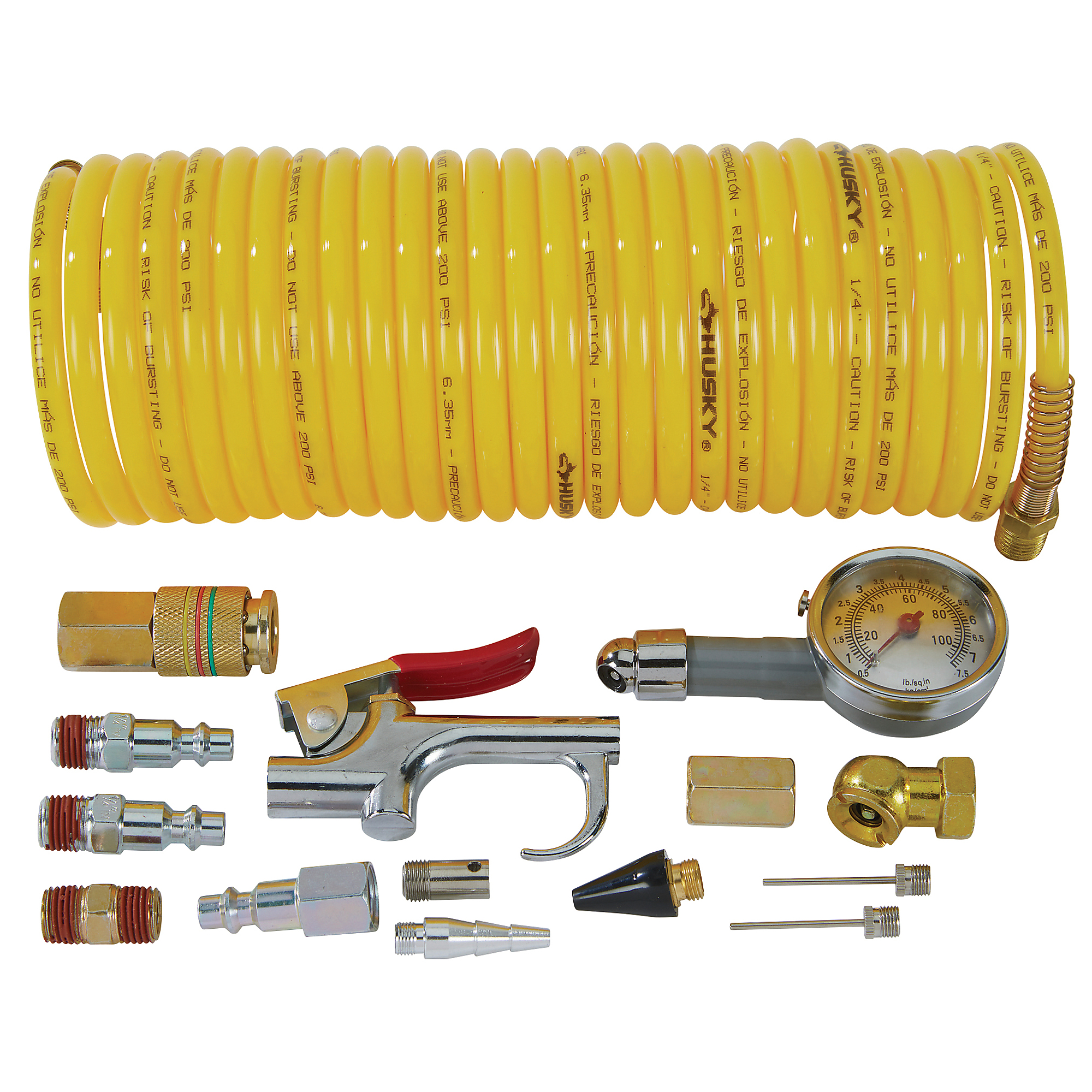 Klutch 15-Pc. Air Accessory Kit with 25ft. Recoil Hose